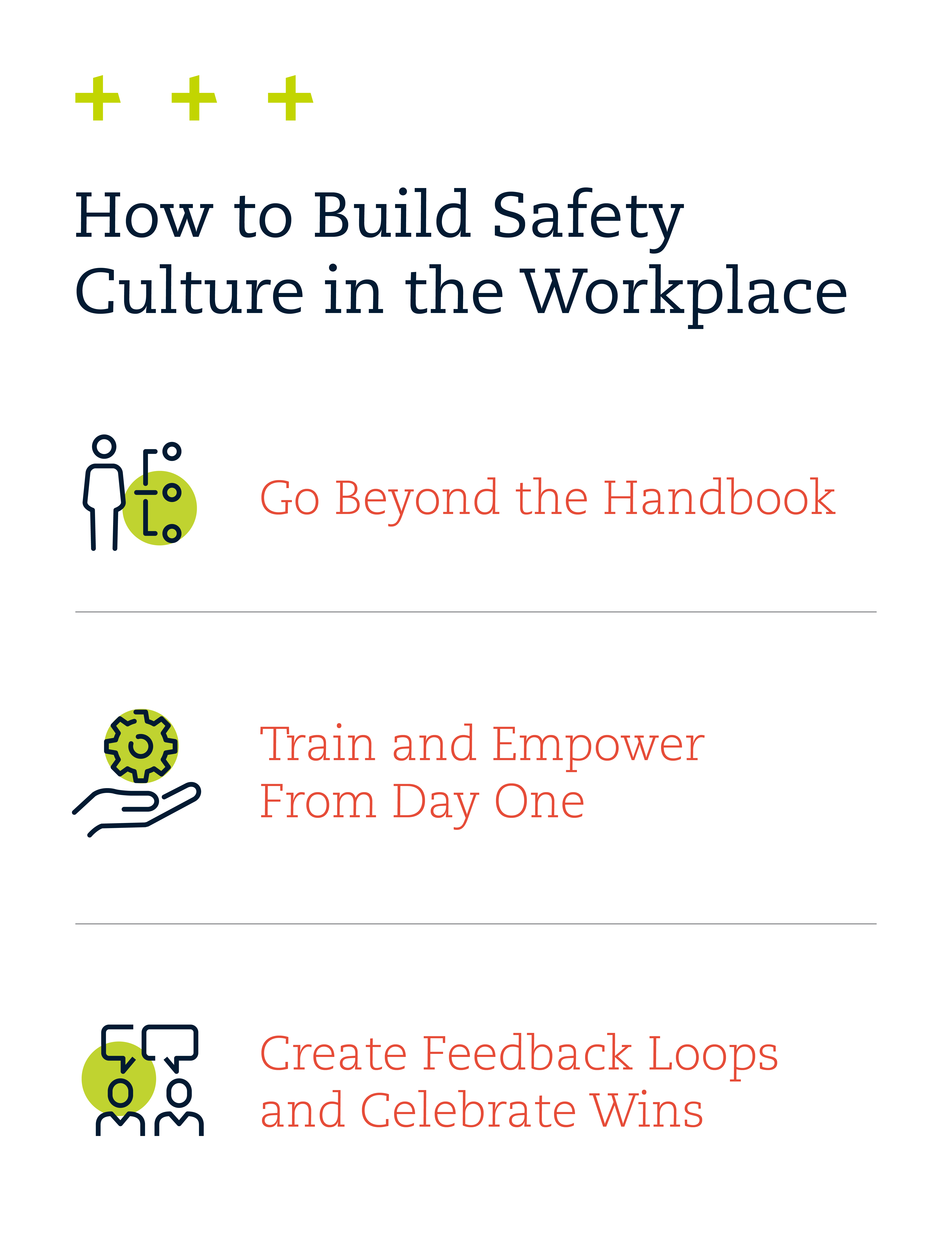 Infographic about how to build a safety culture in the workplace.