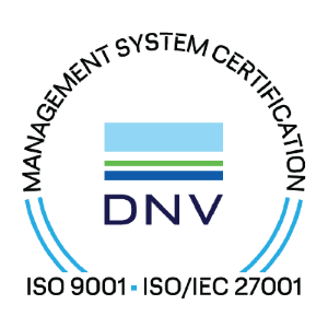 DNV Management System Certification, one of the world’s leading independent certification bodies. Certification and compliance with ISO 9001 and  ISO/IEC 27001.